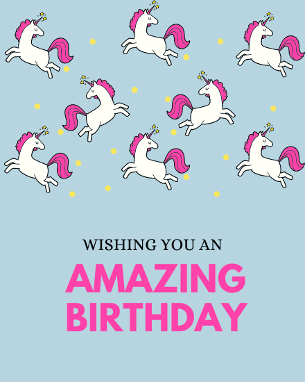 Amazing Unicorn online Kids Birthday Card