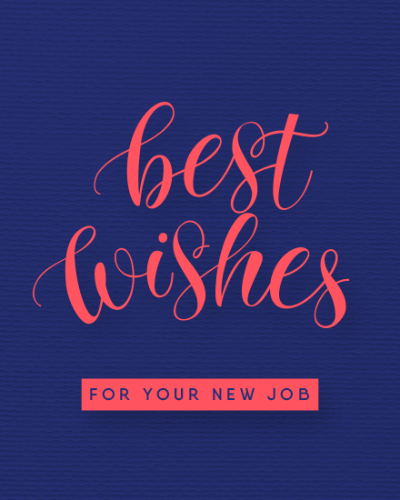 Red Typography online New Job Congratulations Card