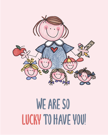So Lucky online Teacher Thank You Card