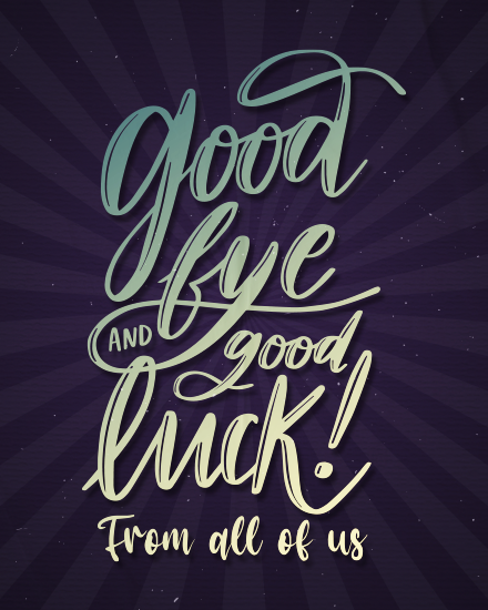 Goodbye Typography online Farewell Card