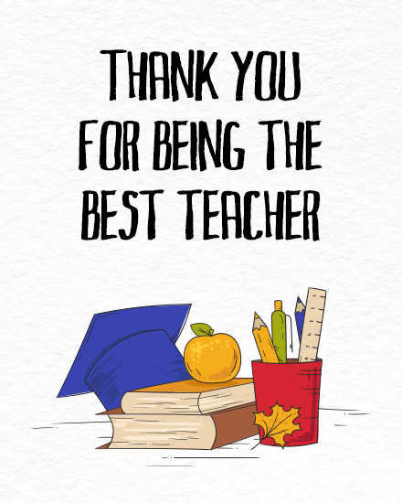 Best Teacher online Teacher Thank You Card