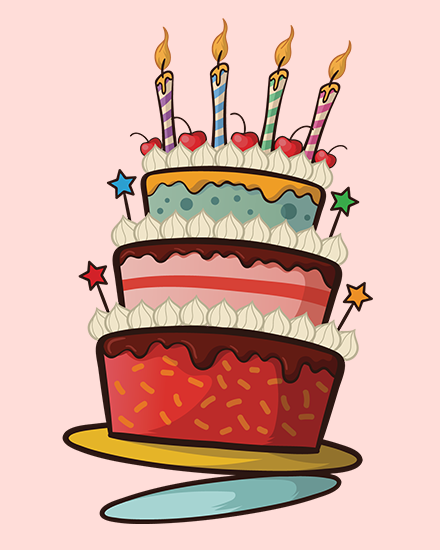 Layered Cake online Blank Birthday Card