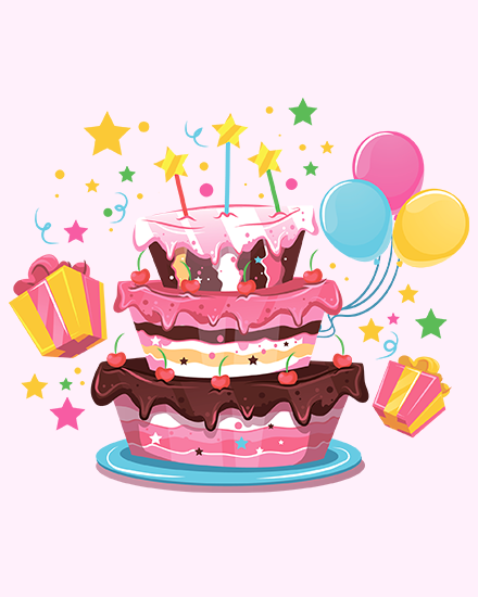 Gifts Cake online Blank Birthday Card