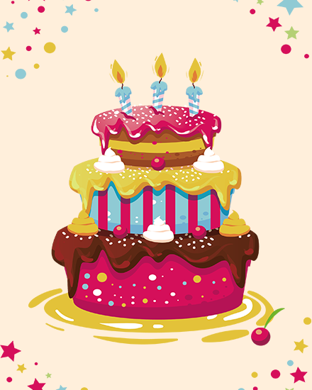 Colorful Cake online Blank Birthday Card