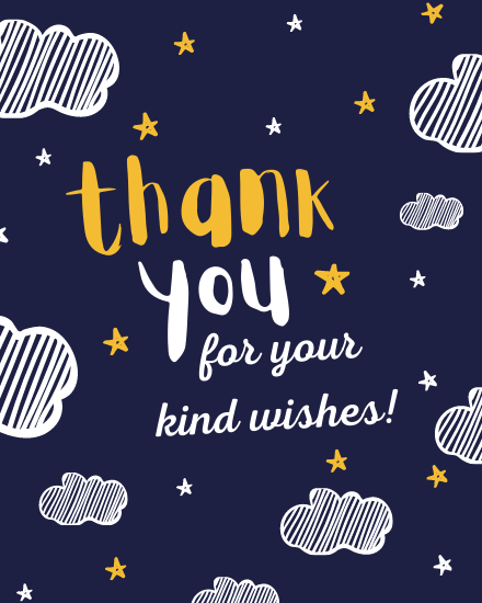 Kind Wishes online Baby Shower Thank You Card