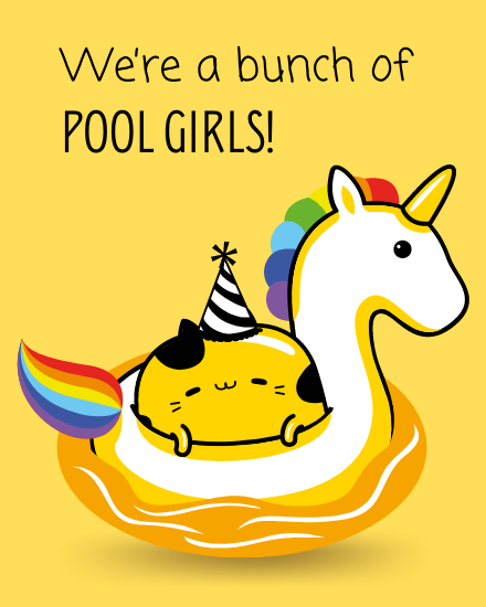 Bunch Pool Girls online Group Party Card