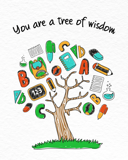 Tree Of Wisdom online Teacher Thank You Card