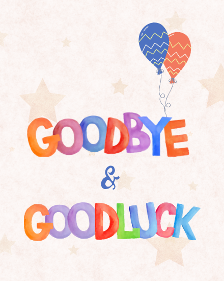 Goodluck Balloons online Farewell Card