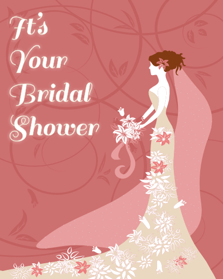 Pink Flower  online Bridal Shower Card