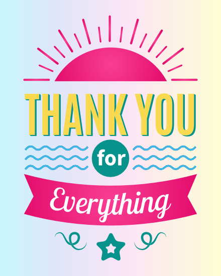 Pink Sun online Saying Thank You Card