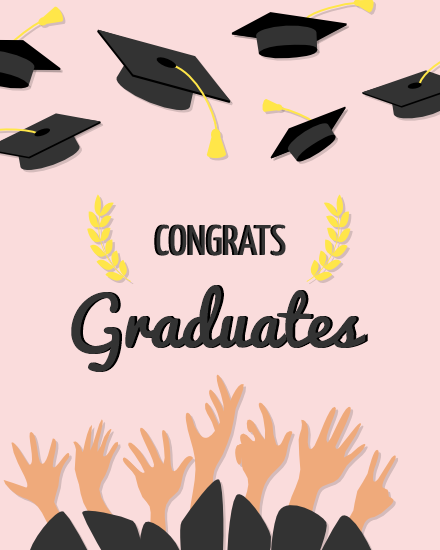 Caps In The Air  online Graduation Card
