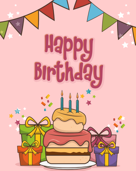 Cute Cake online Birthday Card