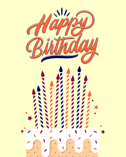 Candles Cake online Birthday Card