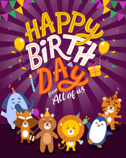 Pets Party online Birthday Card