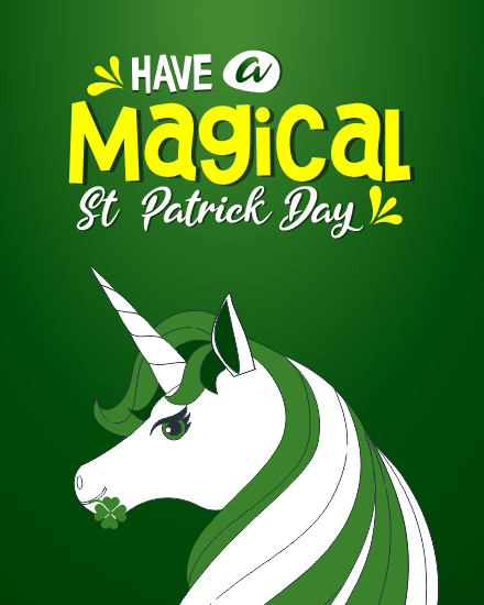 Unicorn online St. Patrick's Day Card