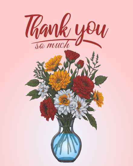 Beautiful Flowers online Thank You Card