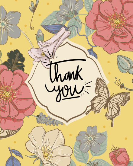 Butterfly Flower online Thank You Card