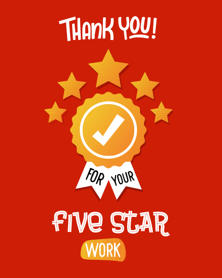 Five Star online Employee Appreciation Card