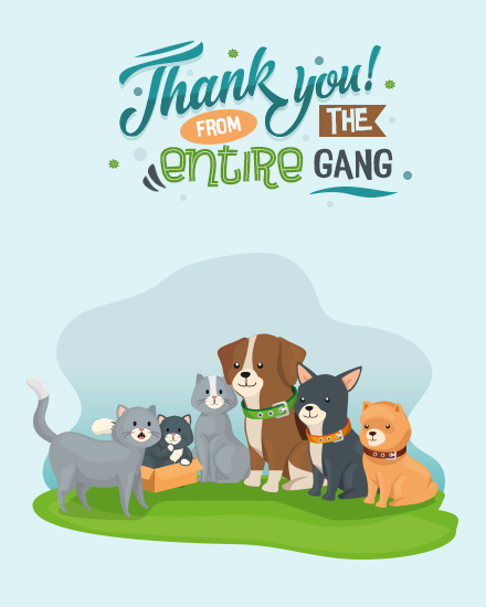 Entire Gang online Thank You Card