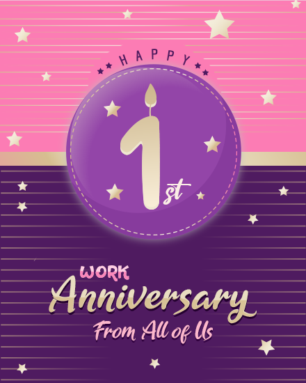 One Year online Milestone Work Anniversary Card