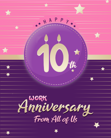 Ten Years online Milestone Work Anniversary Card