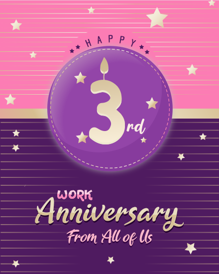 Third Purple online Milestone Work Anniversary Card