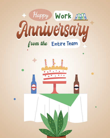 Entire online Work Anniversary Card