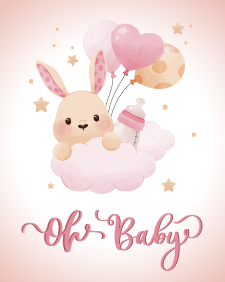 Flying online Baby Shower Card