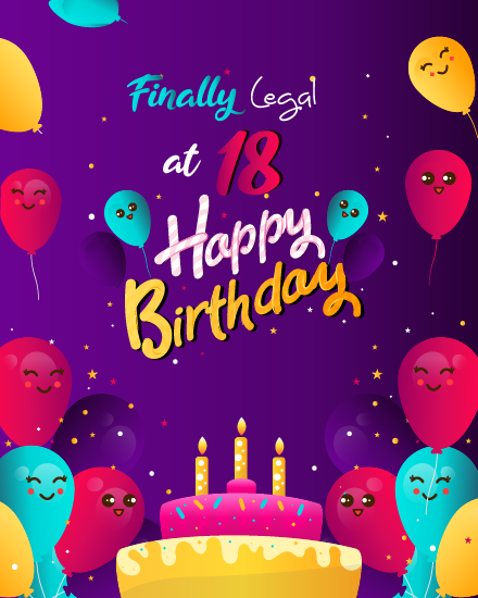 Eighteenth online Milestone Birthday Card