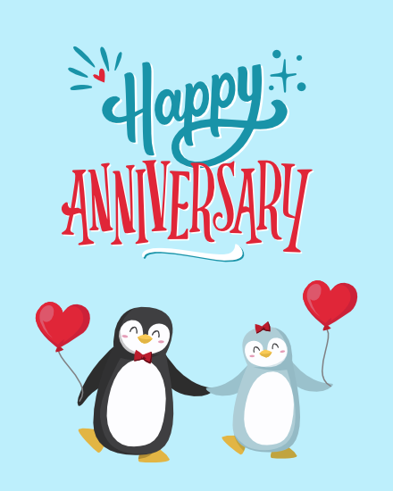 Penguins Love online Anniversary Card