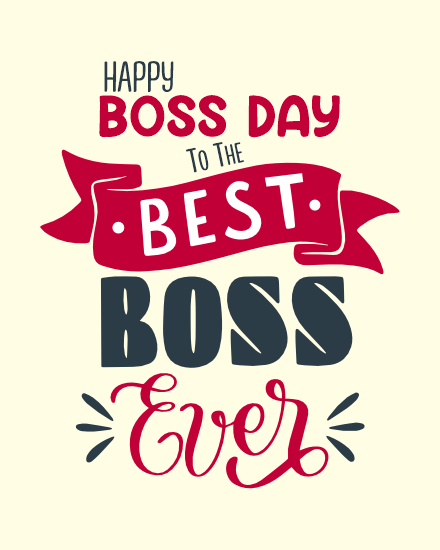 Red Calligraphy online Boss Day Card