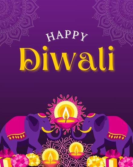 Elephants  online Diwali Card