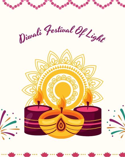 Pink Candles online Diwali Card