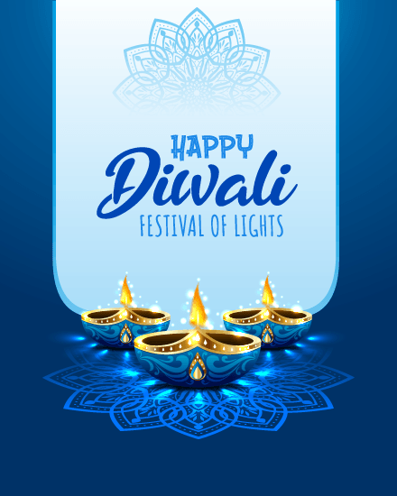Blue Theme online Diwali Card