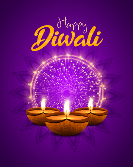 Purple online Diwali Card