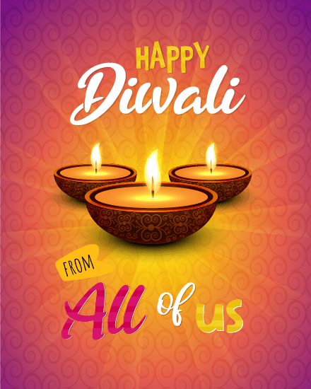 Colorful Diyas online Diwali Card