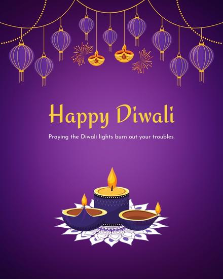 Three Diyas online Diwali Card