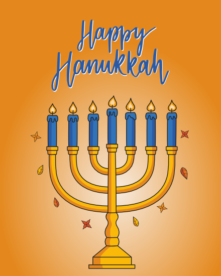 Orange Gradient  online Hanukkah Card