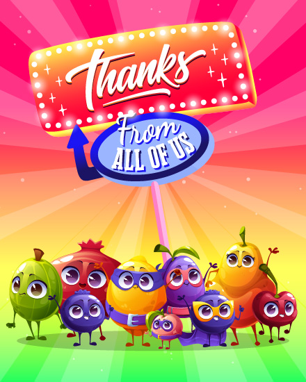 Cute Fruits  online Thank You Card