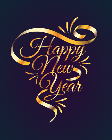 Golden Ribbon  online New Year Card