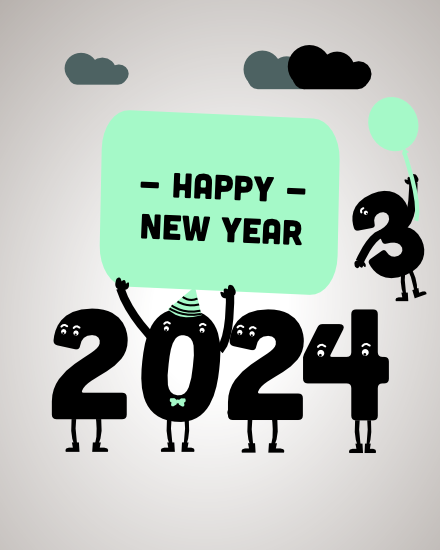 Cute Elements online New Year Card