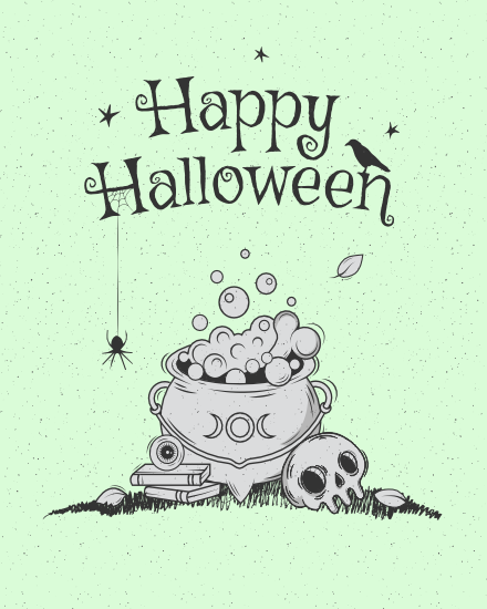 Skelton online Halloween Card