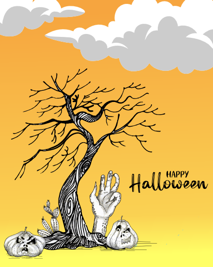 Old Tree online Halloween Card