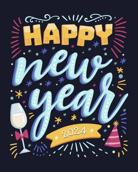 Colorful  online New Year Card