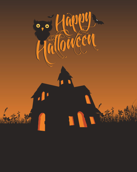 House With Owls online Halloween Card