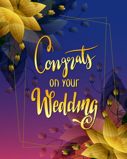 Golden Floral online Wedding Card