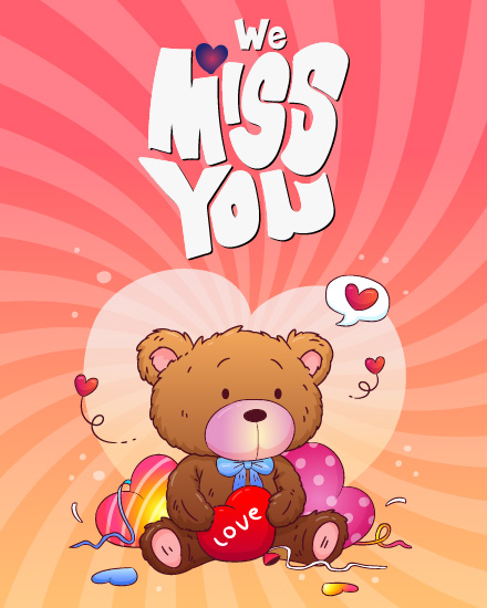Teddy Love online Miss You Card