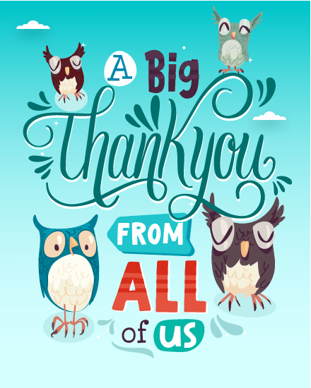 Owls online Thank You Card