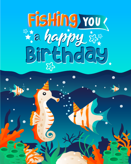 Seahorses online Funny Birthday Card