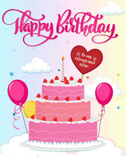 Wonderful Cake online Wife Birthday Card